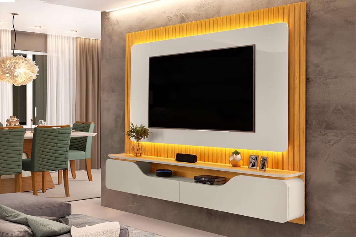 Painel Home p/ TV até 70 Pol Treviso c/Led 210cm DJ Móveis