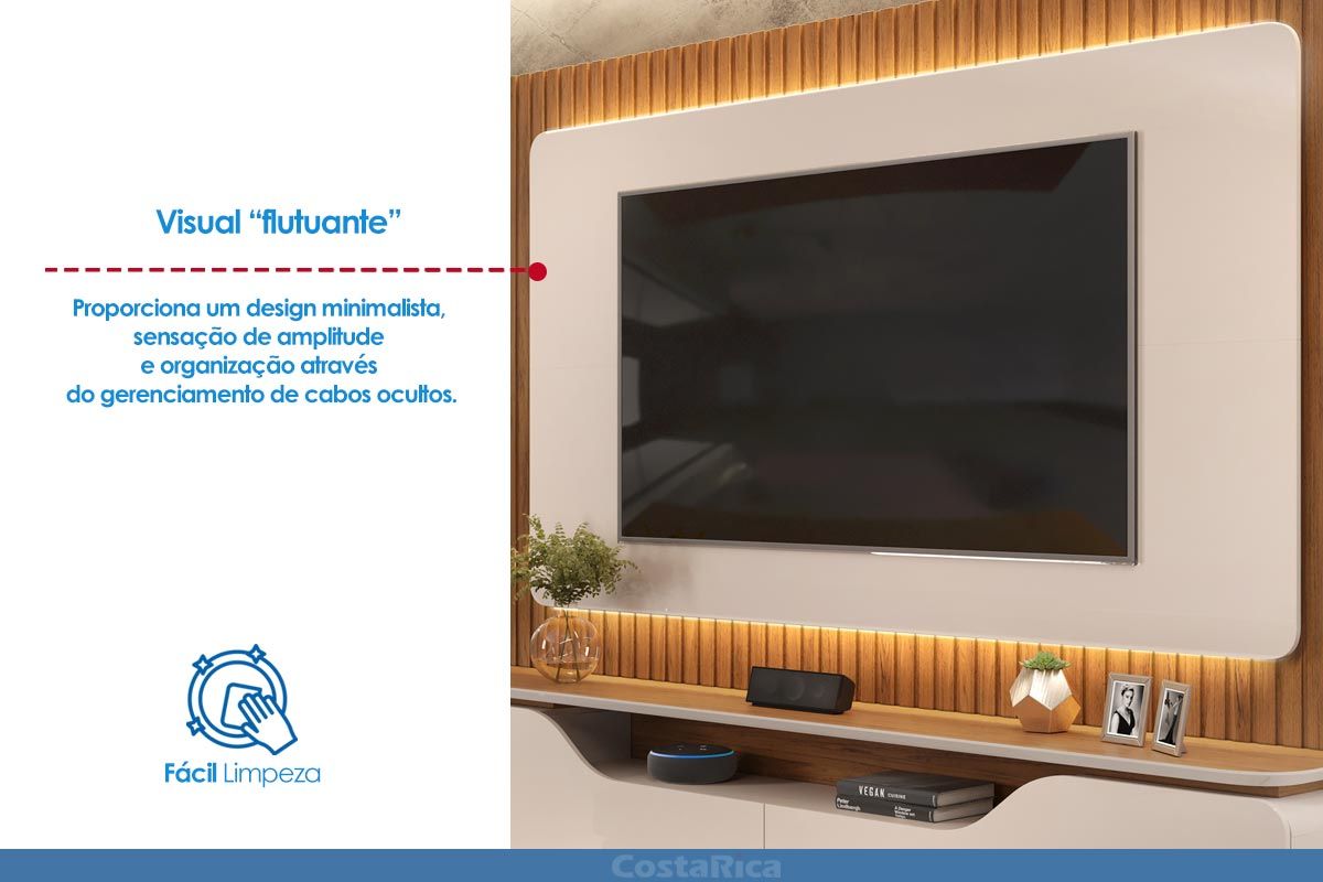 Painel Home p/ TV até 70 Pol Treviso c/Led 210cm DJ Móveis