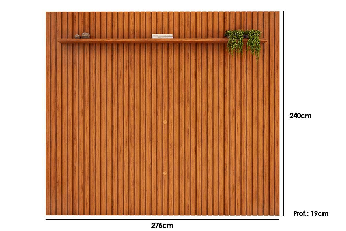 Painel Home p/ TV até 85 Pol Pratic Ripado c/1 Prateleira 275x240cm DJ Móveis Painel Home p/ TV até 85 Pol Pratic Ripado c/1 Prateleira 275x240cm DJ Móveis