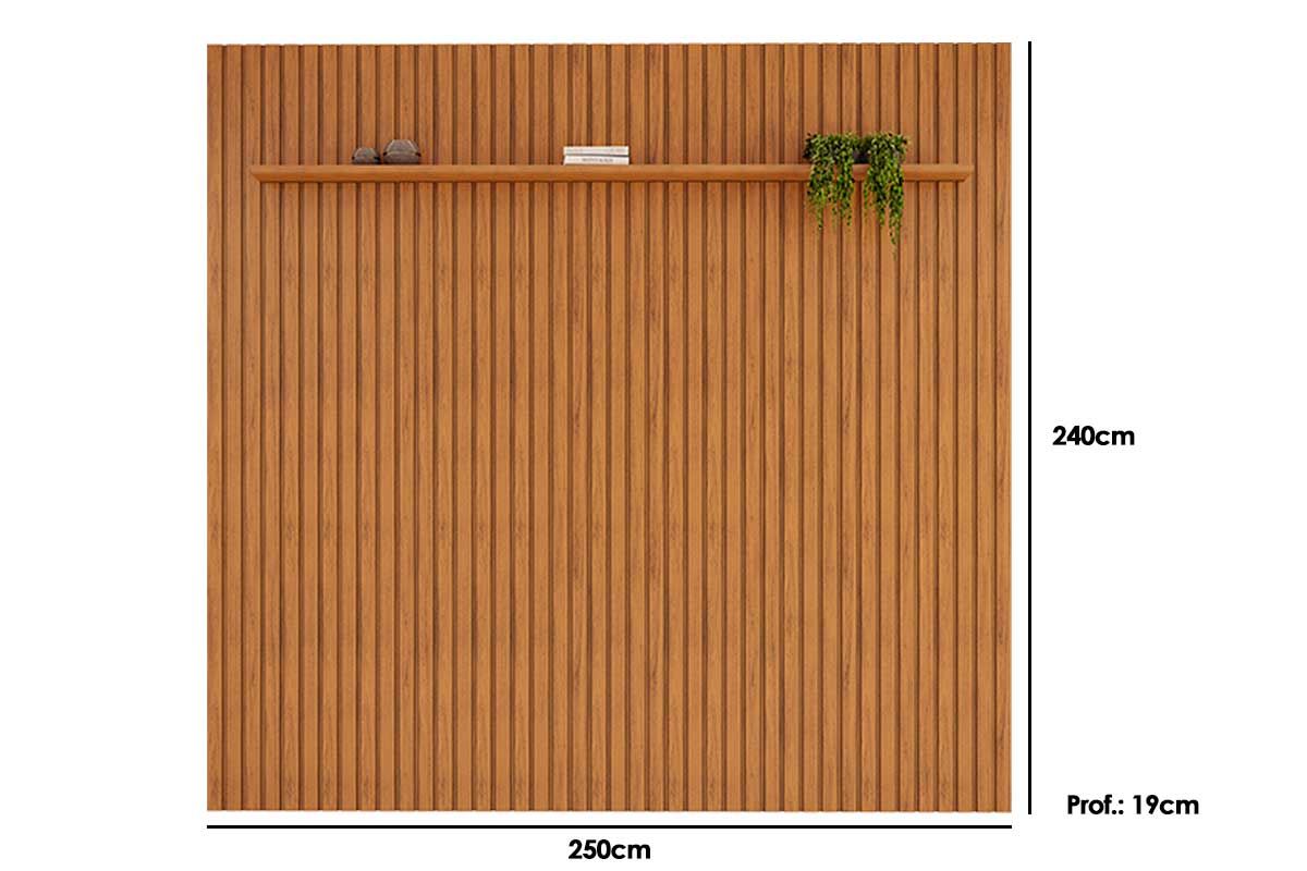 Painel Home p/ TV até 85 Pol Pratic Ripado c/1 Prateleira 250x240cm DJ Móveis Painel Home p/ TV até 85 Pol Pratic Ripado c/1 Prateleira 250x240cm DJ Móveis
