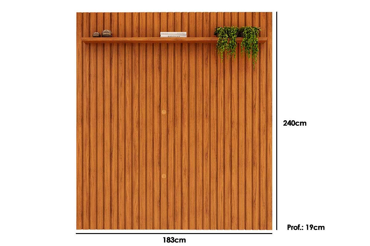 Painel Home p/ TV até 65 Pol Pratic Ripado c/1 Prateleira 183x240cm DJ Móveis