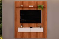 Rack Bancada c/Painel p/ TV até 65 Pol Pratic Ripado 2 Gavetas 183x240cm - DJ Móveis