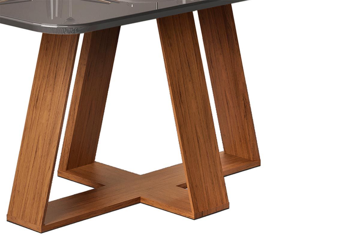 Mesa Jantar Celeste Tampo MDF/Vidro Canto Curvo 160cm DJ Móveis Mesa Jantar Celeste Tampo MDF/Vidro Canto Curvo 160cm DJ Móveis