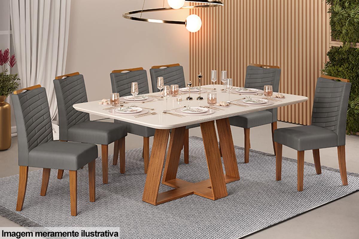 Mesa Jantar Celeste Tampo MDF/Vidro Canto Curvo 160cm DJ Móveis Mesa Jantar Celeste Tampo MDF/Vidro Canto Curvo 160cm DJ Móveis