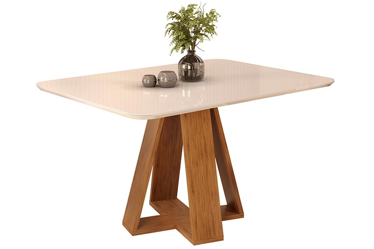 Mesa Jantar Celeste c/Tampo Madeirado Vidro Curvo 120x90cm DJ MóveisFreijó/Off White Mesa Jantar Celeste c/Tampo Madeirado Vidro Curvo 120x90cm DJ MóveisFreijó/Off White