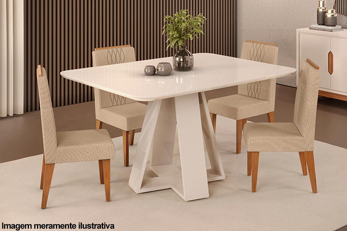 Mesa Jantar Celeste c/Tampo Madeirado Vidro Curvo 120x90cm DJ Móveis Mesa Jantar Celeste c/Tampo Madeirado Vidro Curvo 120x90cm DJ Móveis
