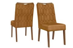 Cadeira Jantar Bia Kit 2Un DJ Móveis - Freijo/Suede Ocre