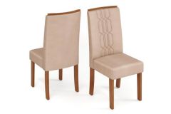 Cadeira Jantar Zoe Kit 2 Un DJ Móveis - Freijo/Suede Creme