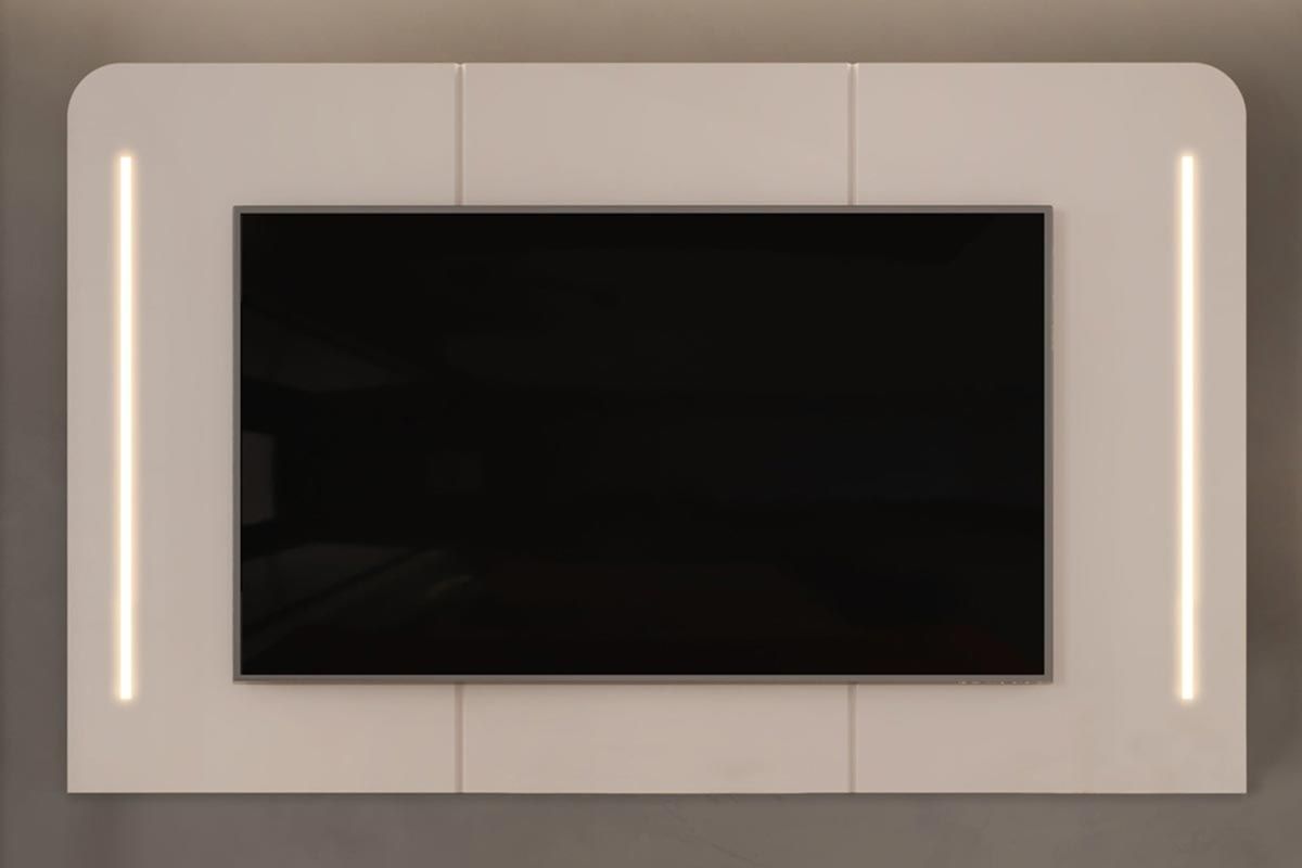 Painel Home p/ TV até 75 Pol Atlas 100% MDF c/Led 218x135cm DJ MóveisOff White