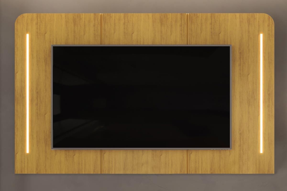 Painel Home p/ TV até 75 Pol Atlas 100% MDF c/Led 218x135cm DJ MóveisCedro
