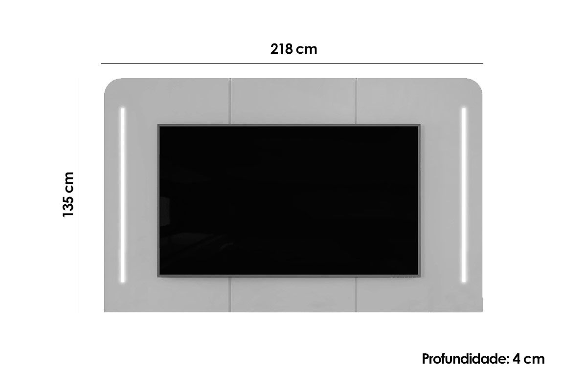 Painel Home p/ TV até 75 Pol Atlas 100% MDF c/Led 218x135cm DJ Móveis