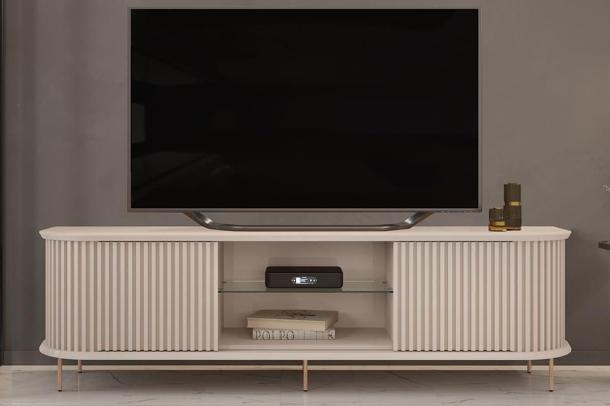Rack Bancada p/ TV até 75 Pol Atlas DJ MóveisOff White Rack Bancada p/ TV até 75 Pol Atlas DJ MóveisOff White