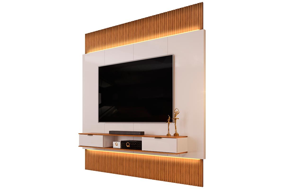 Painel Home p/ TV até 85 Polegadas Hit 2290 100% MDF Extensível c/Led de 240 a 290cm DJ Móveis Painel Home p/ TV até 85 Polegadas Hit 2290 100% MDF Extensível c/Led de 240 a 290cm DJ Móveis
