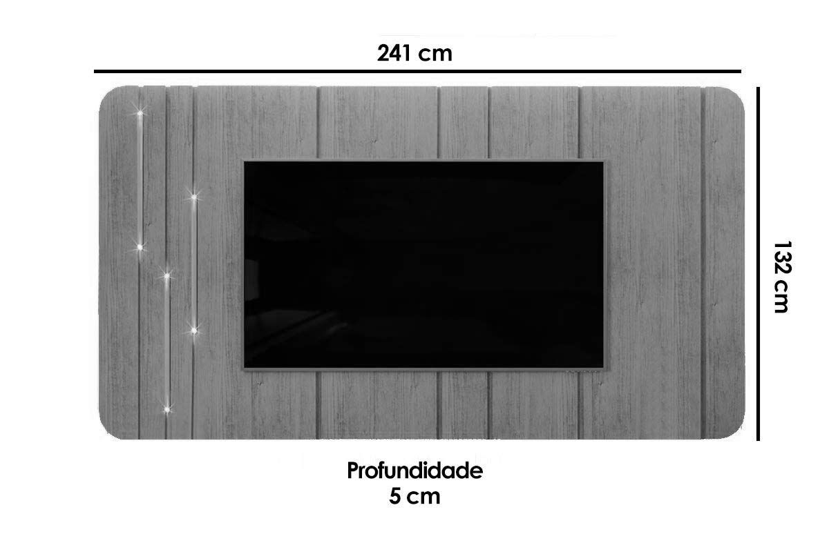 Painel Home p/ TV até 75 Pol Celine c/Led 241cm DJ Móveis Painel Home p/ TV até 75 Pol Celine c/Led 241cm DJ Móveis