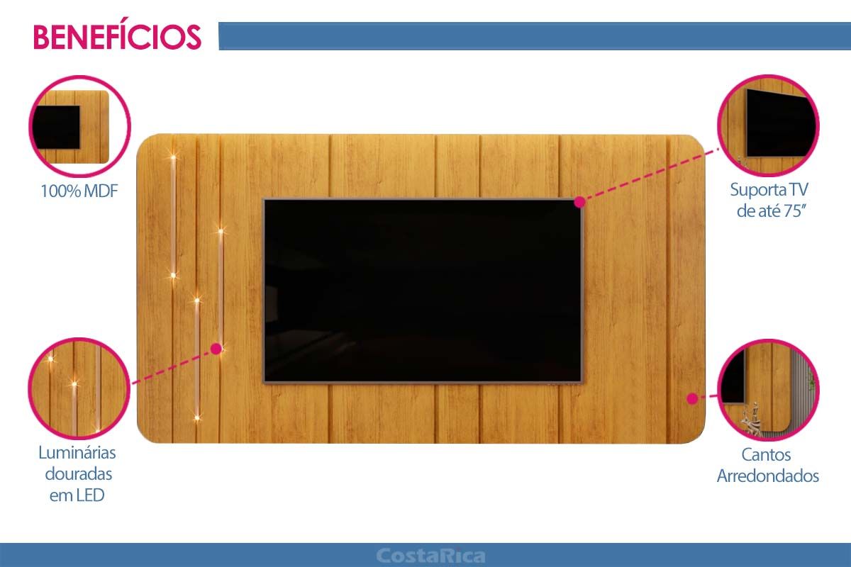 Painel Home p/ TV até 75 Pol Celine c/Led 241cm DJ Móveis Painel Home p/ TV até 75 Pol Celine c/Led 241cm DJ Móveis
