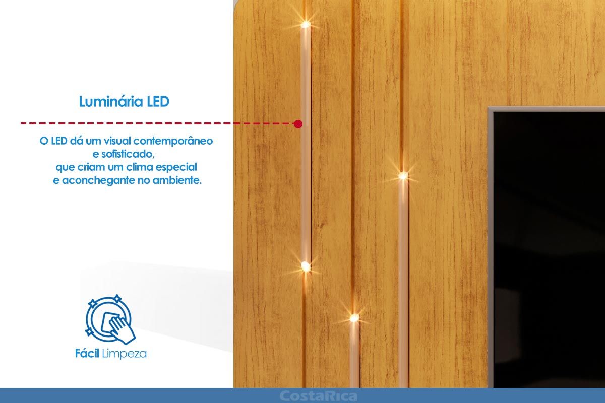 Painel Home p/ TV até 75 Pol Celine c/Led 241cm DJ Móveis Painel Home p/ TV até 75 Pol Celine c/Led 241cm DJ Móveis