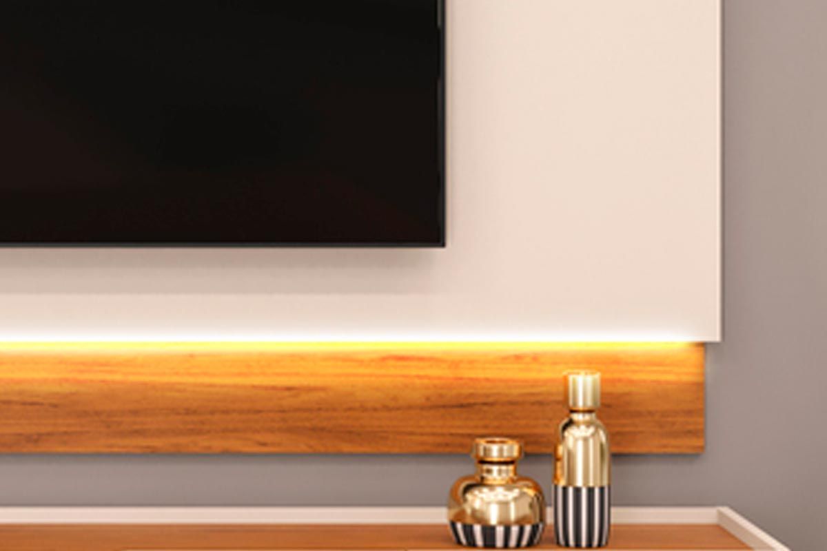 Rack Bancada c/ Painel p/ TV até 75 Polegadas Nadine Led e Nichos 220x196cm - DJ Móveis