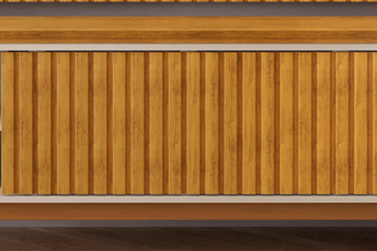 Rack Bancada c/ Painel p/ TV até 75 Polegadas Loren Ripada Nichos 200x194cm - DJ Móveis