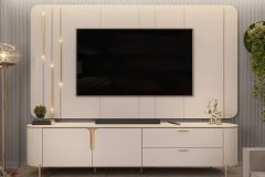 Rack Bancada c/Painel p/ TV até 75 Pol Celine c/Led 241cm - DJ Móveis