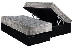 Conjunto Box Baú: Colchão Molas D Angelis Anjos Ensacadas Royal + Base CRC Suede Black