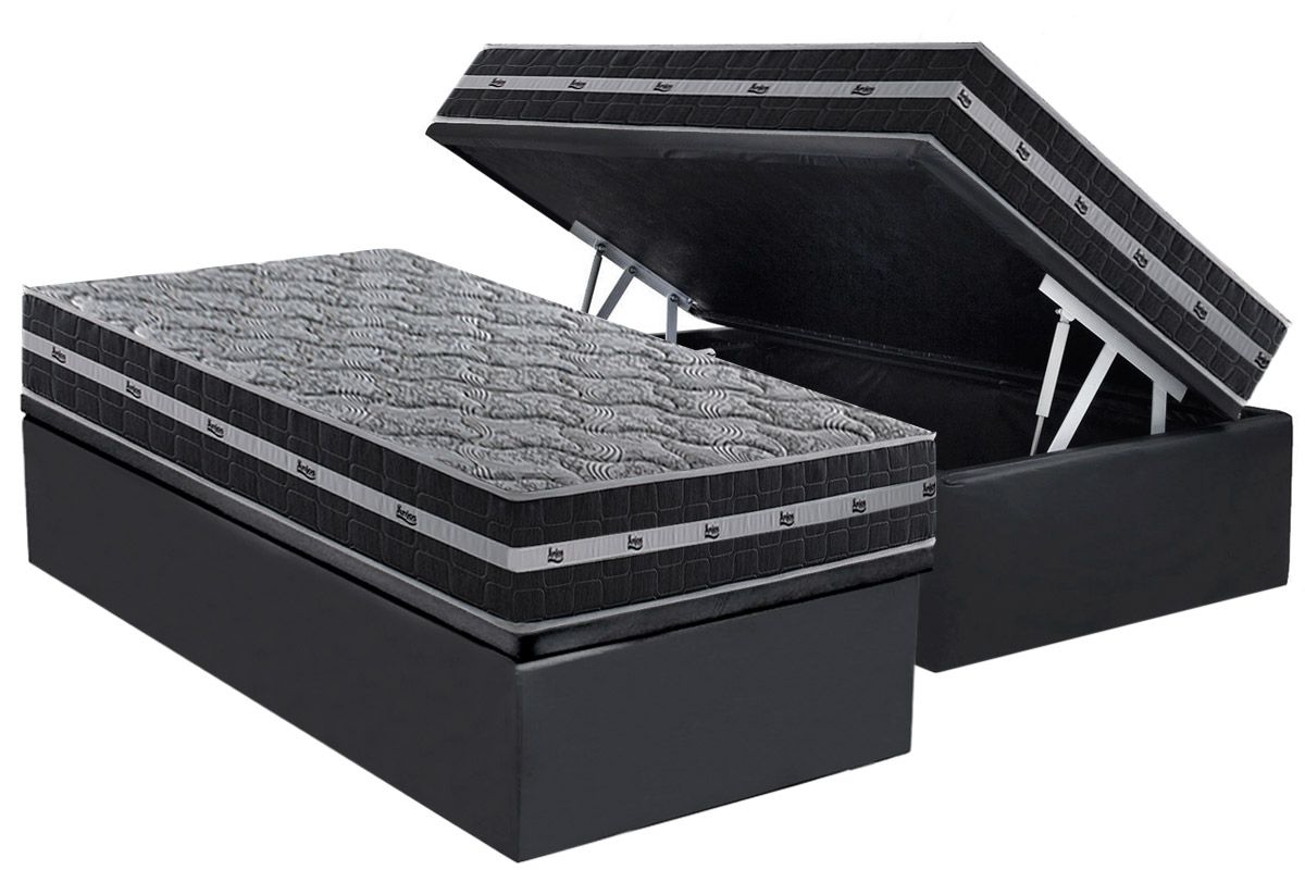 Cama Box Baú CRC +Colchão Molas Black Anjos