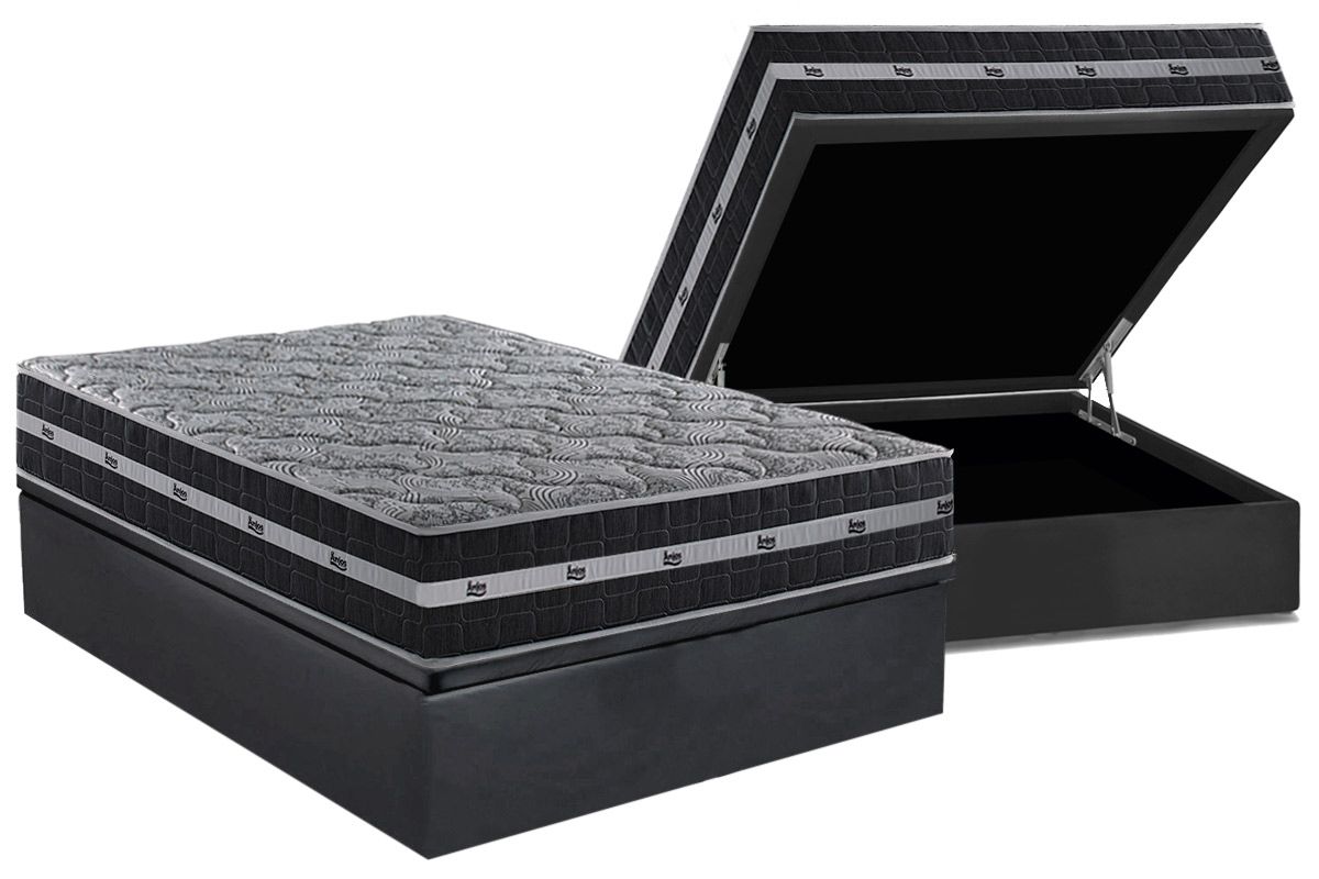 Cama Box Baú CRC +Colchão Molas Black Anjos