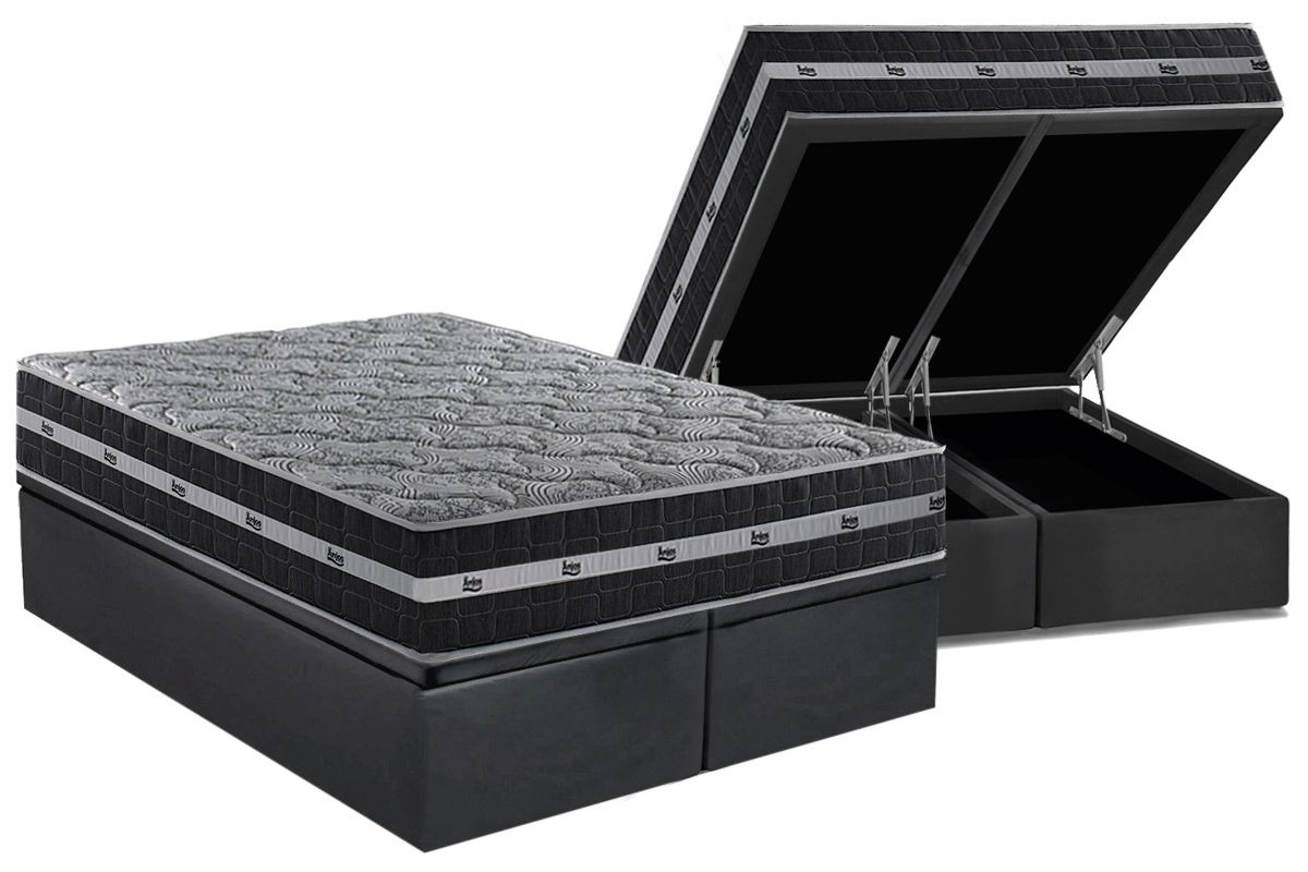 Cama Box Baú CRC +Colchão Molas Black Anjos