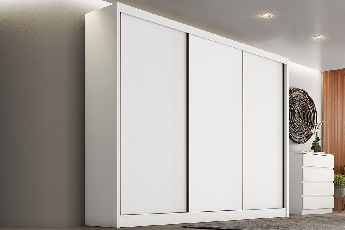 Guarda Roupa Casal 3 Portas Correr 8Gavs Diamond/Londres Plus N. HorizonteNEVE (Branco 23) Guarda Roupa Casal 3 Portas Correr 8Gavs Diamond/Londres Plus N. HorizonteNEVE (Branco 23)