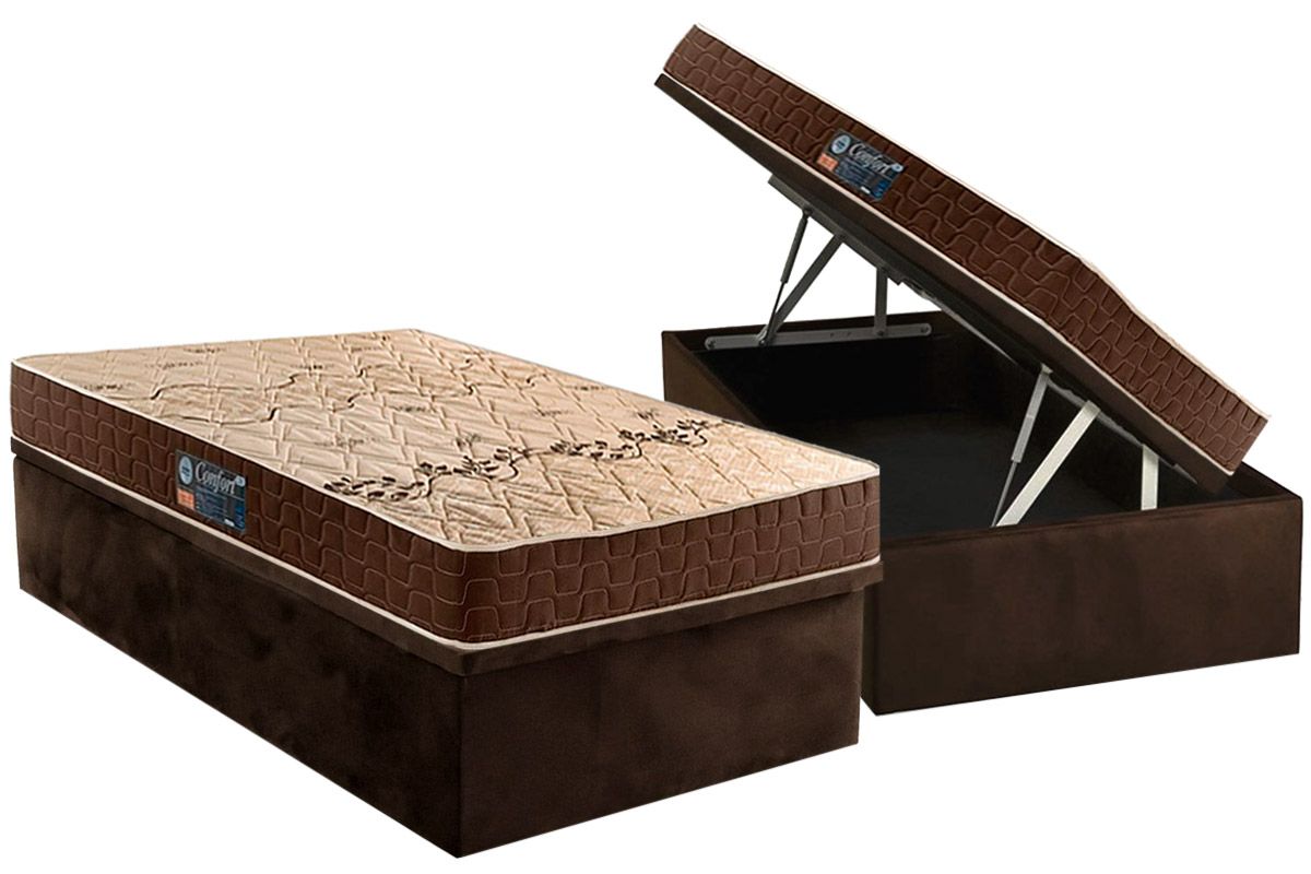 Cama Box Baú CRC +Colchão Espuma D28 Confort Anjos