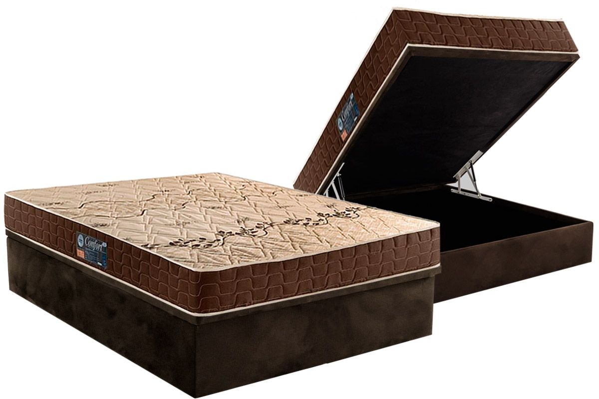 Cama Box Baú CRC +Colchão Espuma D28 Confort Anjos