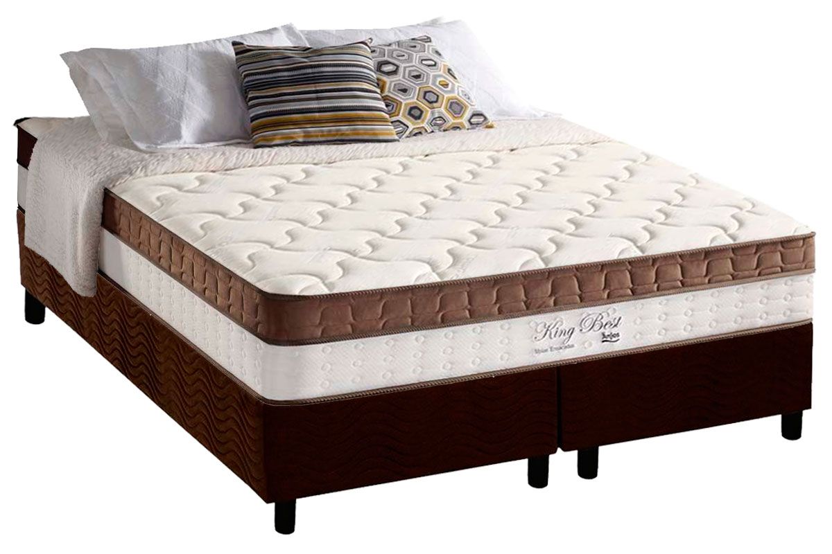 Cama Box CRC +Colchão Molas King Best Anjos