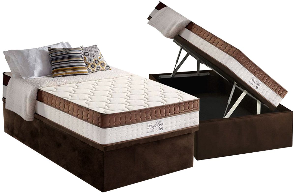 Cama Box Baú CRC +Colchão Molas King Best Anjos