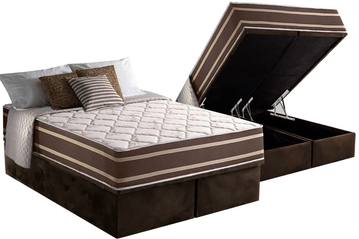 Cama Box Baú CRC +Colchão Molas Duo Sono Anjos
