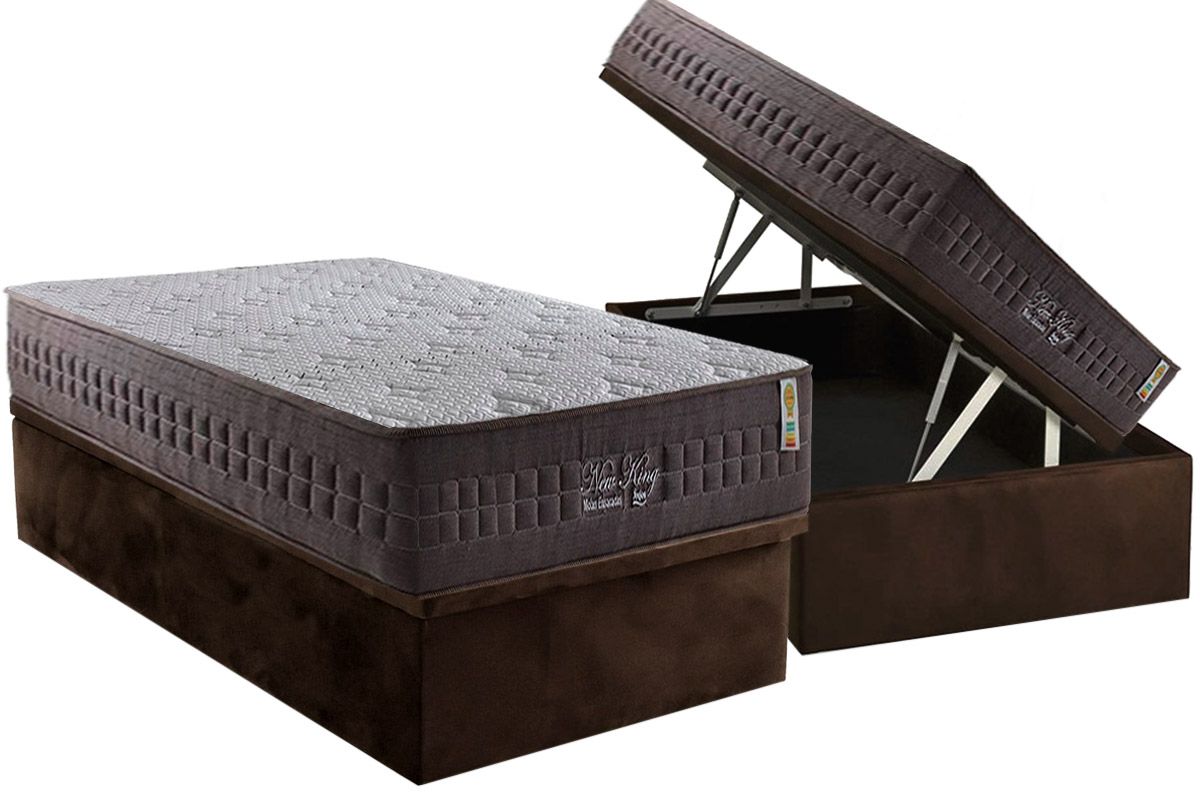 Cama Box Baú CRC +Colchão Molas New King Anjos