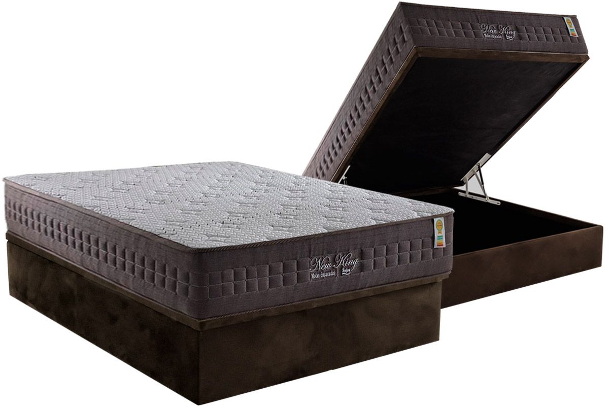 Cama Box Baú CRC +Colchão Molas New King Anjos