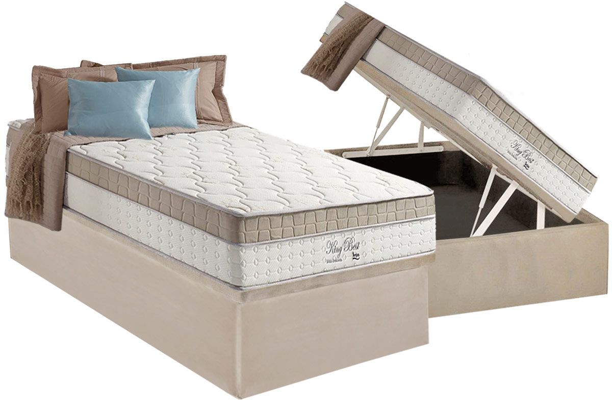 Cama Box Baú CRC +Colchão Molas King Best Anjos