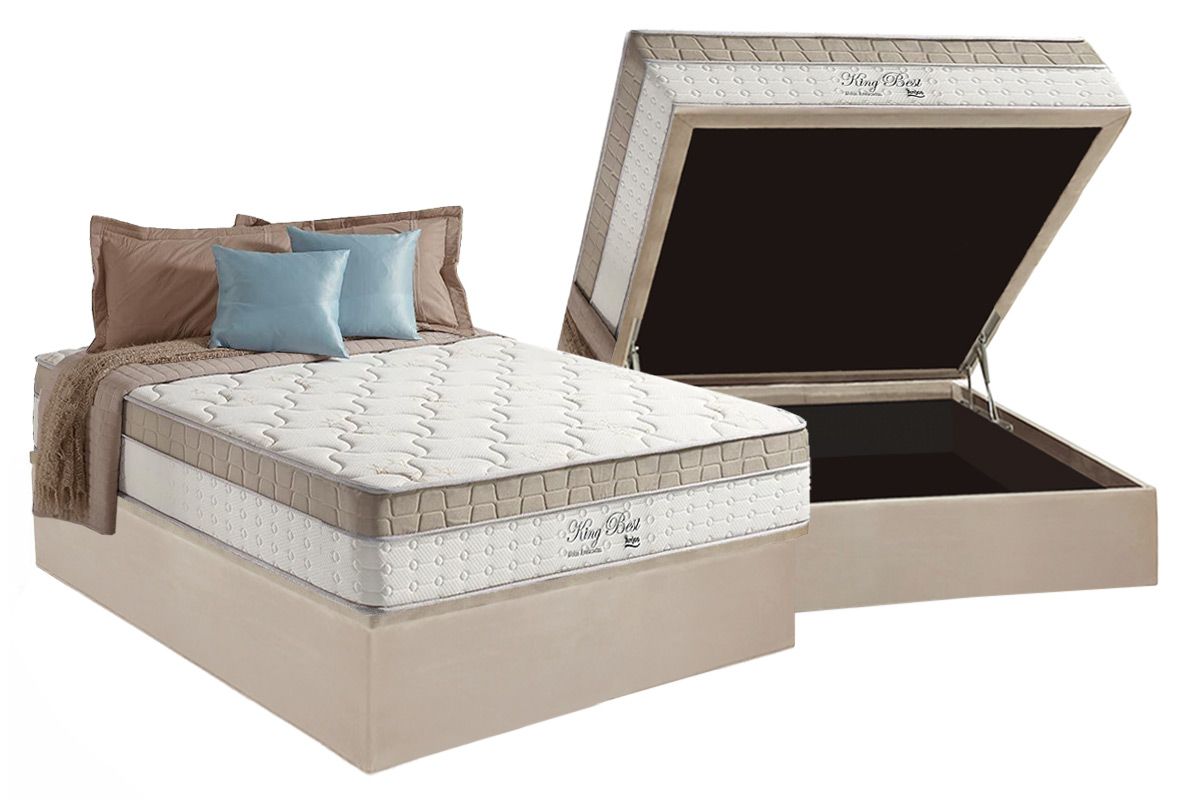 Cama Box Baú CRC +Colchão Molas King Best Anjos