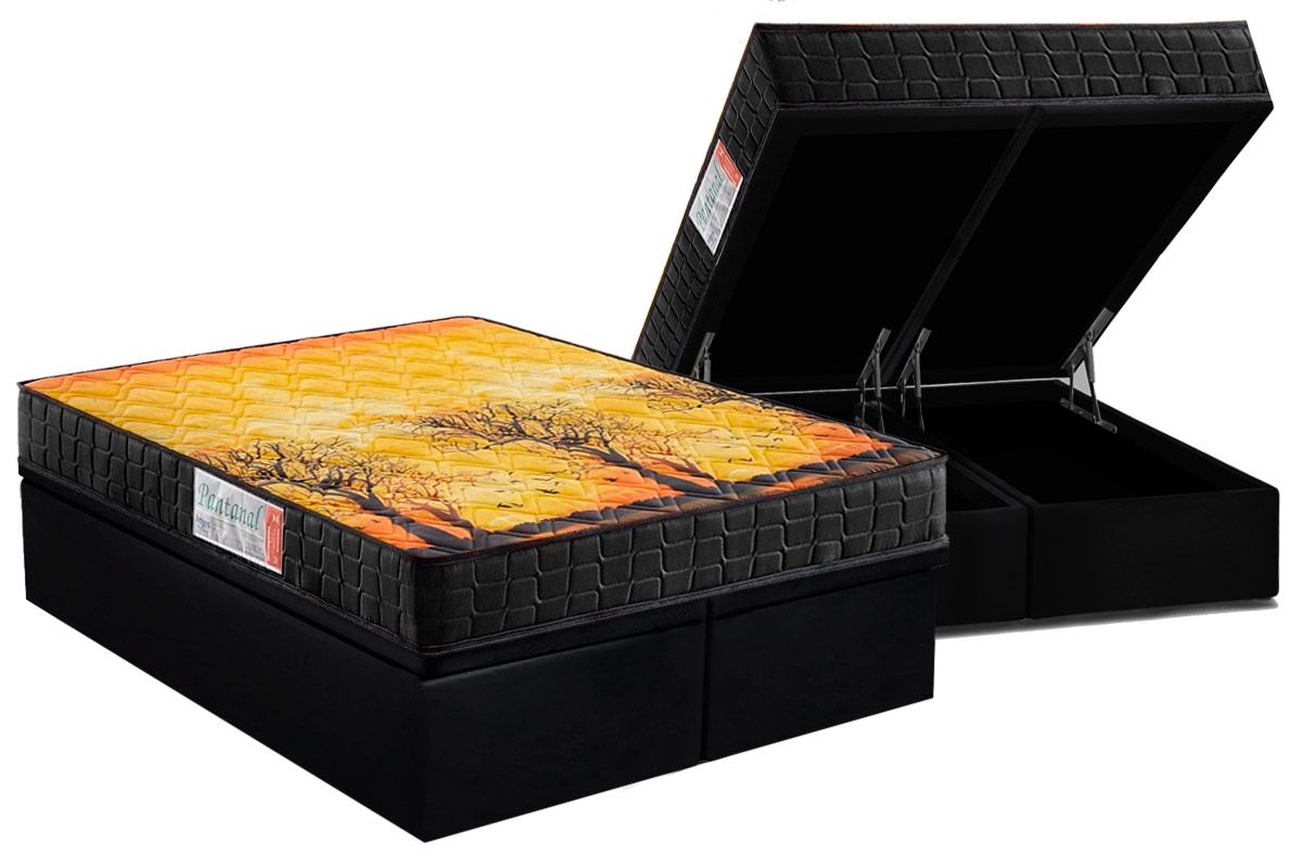 Cama Box Baú CRC +Colchão Ortopédico Pantanal Anjos