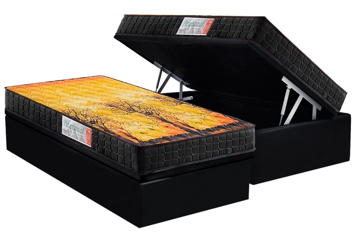 Cama Box Baú CRC +Colchão Ortopédico Pantanal Anjos