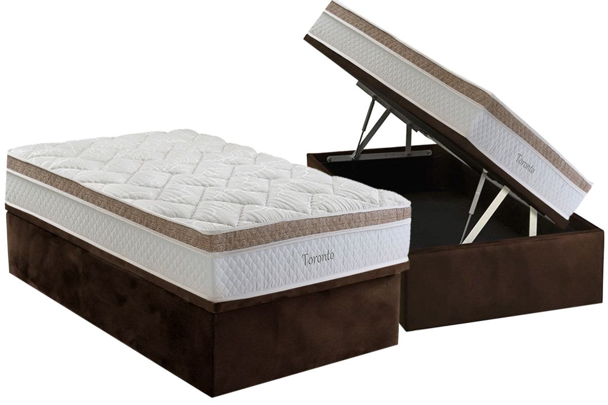 Cama Box Baú CRC +Colchão Molas Toronto Herval