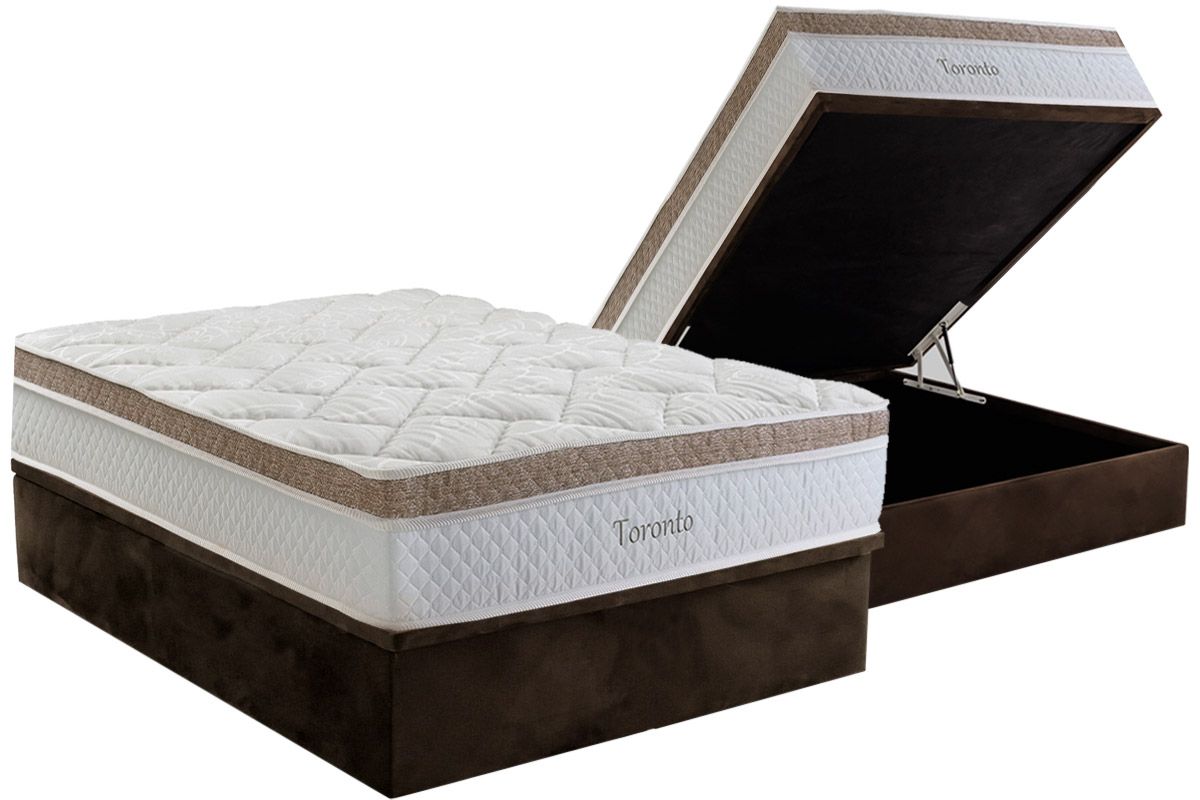 Cama Box Baú CRC +Colchão Molas Toronto Herval