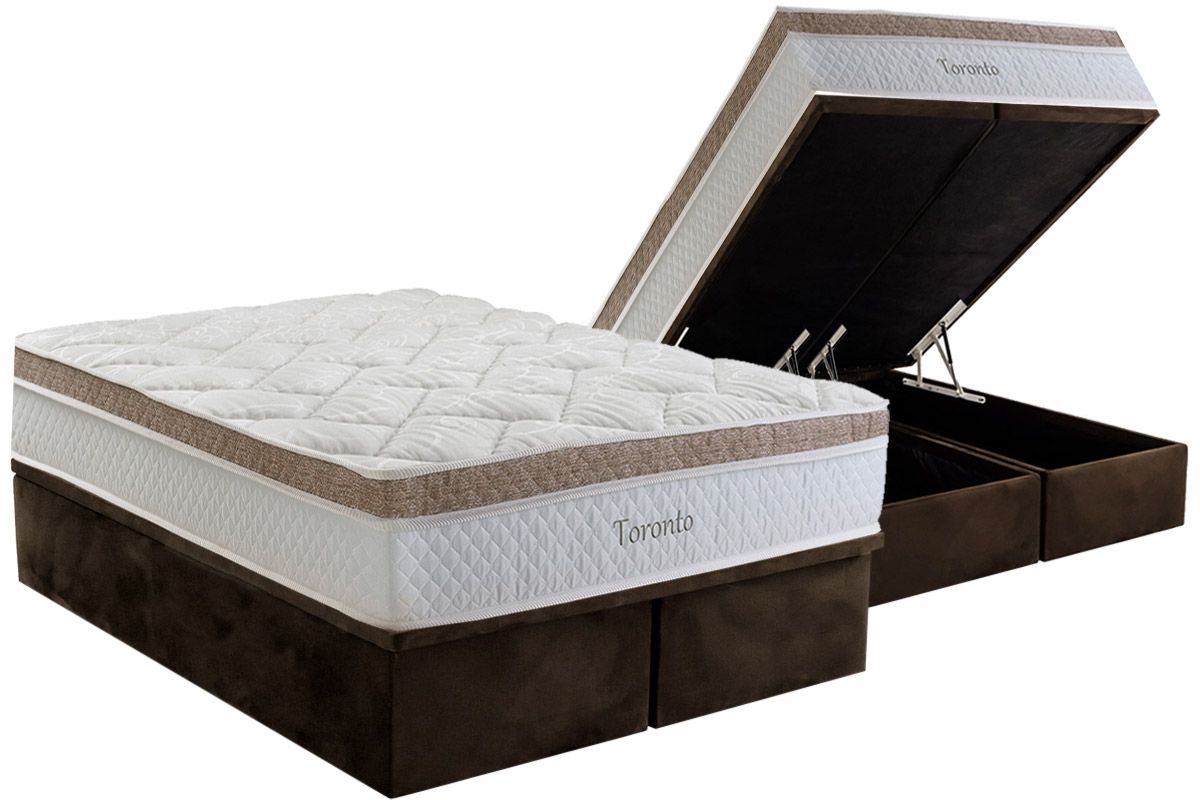 Cama Box Baú CRC +Colchão Molas Toronto Herval