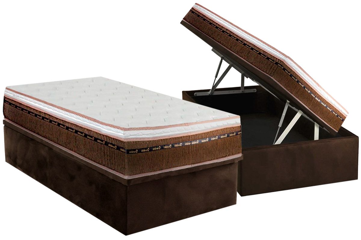 Cama Box Baú CRC +Colchão Molas Comfort Luckspuma