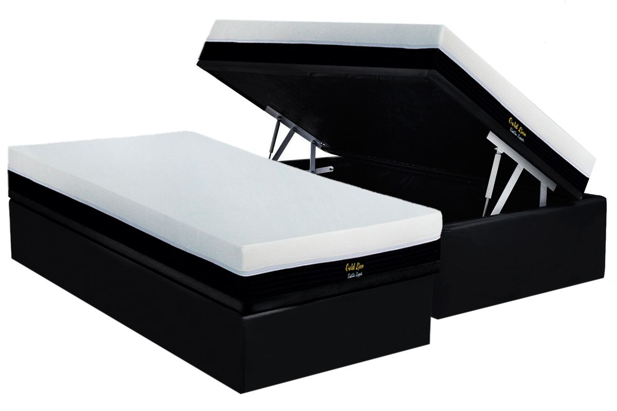 Cama Box Baú CRC +Colchão Molas Gold Line Luckspuma