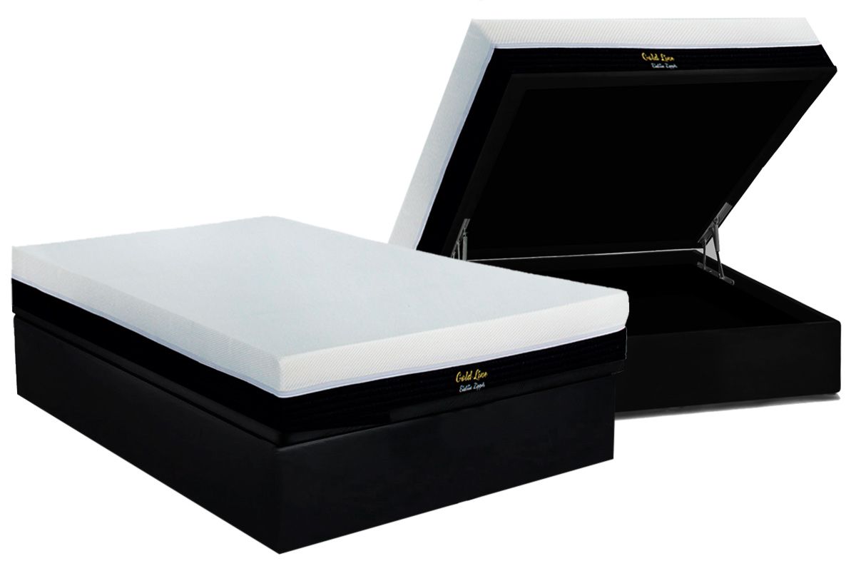 Cama Box Baú CRC +Colchão Molas Gold Line Luckspuma