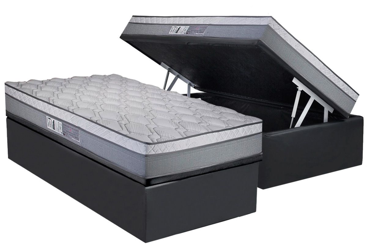Cama Box Baú CRC +Colchão Molas Maxi Luckspuma