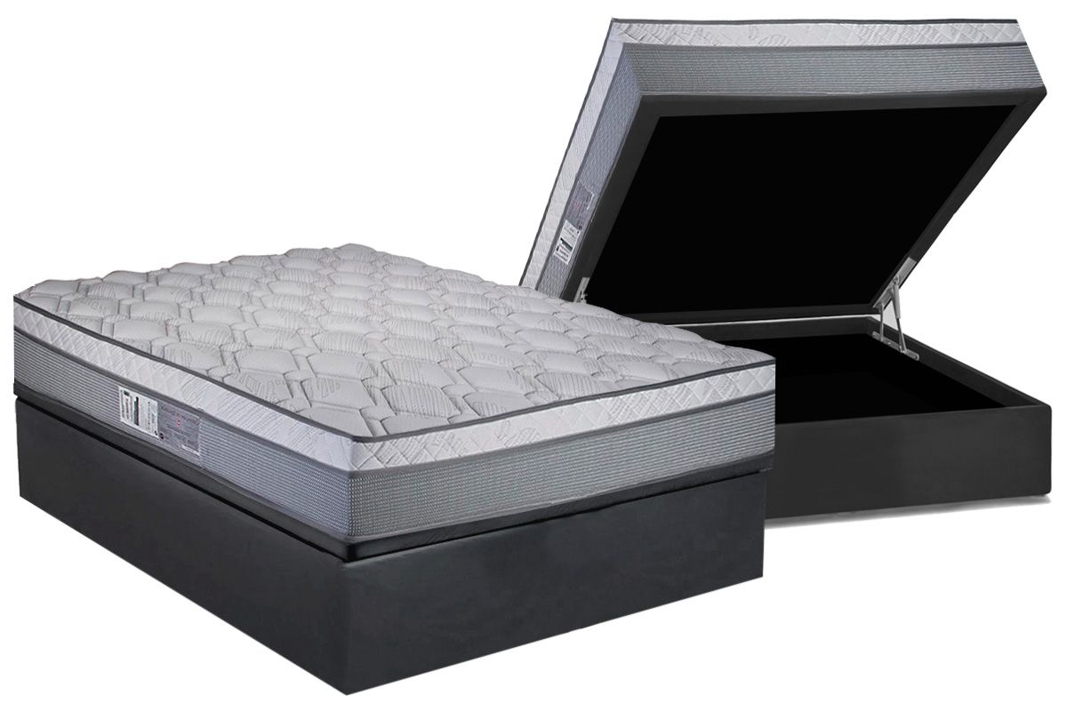 Cama Box Baú CRC +Colchão Molas Maxi Luckspuma