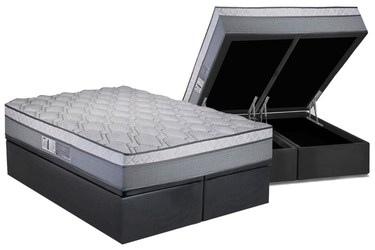 Cama Box Baú CRC +Colchão Molas Maxi Luckspuma