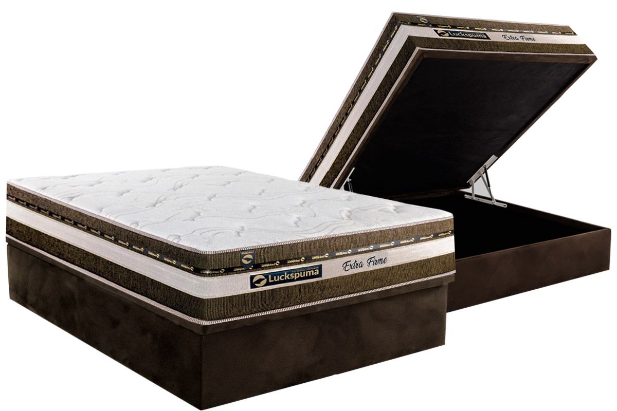 Cama Box Baú CRC +Colchão Molas Esplendor Luckspuma