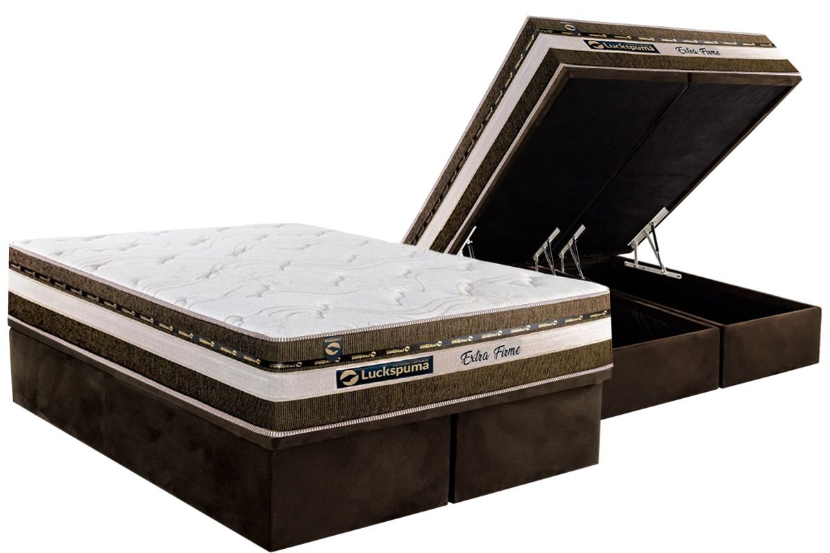 Cama Box Baú CRC +Colchão Molas Esplendor Luckspuma